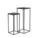 Zuil S/2 33x33x80+38x38x100 cm CHISA hout bruin-zwart-Plantenstandaards-Light & Living