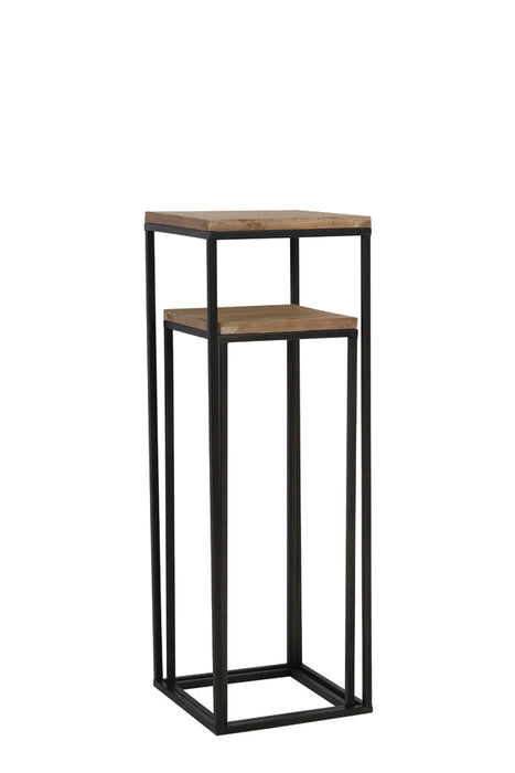 Zuil Yarula - Zwart/ Hout - 28,5x35x102cm-Plantenstandaards-Light & Living
