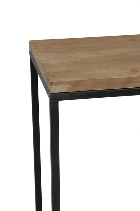 Zuil Yarula - Zwart/ Hout - 28,5x35x102cm-Plantenstandaards-Light & Living