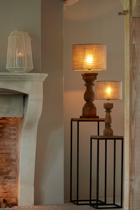 Zuil Yarula - Zwart/ Hout - 28,5x35x102cm-Plantenstandaards-Light & Living